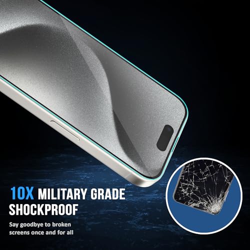 Image of ArmourPro Military-Grade Borderless Tempered Glass for iPhone 15 Pro (6.1 Inches) with Edge to Edge Protector Coverage, Cable Protector and Easy Installation Kit | Anti Dust Mesh Filter