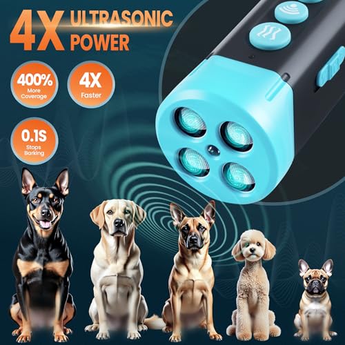 Upgraded Ultrasonic Dog Bark Deterrent, 4+1 Head with Sound Alarm Manual Frequency Adjustable No Shock Humane Training Device for Small/Medium/Large Dogs - Image 3