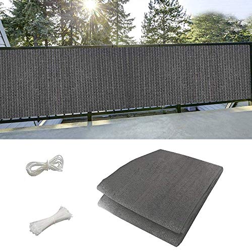 99native@ Balcony privacy screen grey - Balcony Privacy Screen Oxford Fabric Screening Privacy Protector without Screws Sunshade UV-protection Weather Resistant Fence Cover Cable Ties Attached