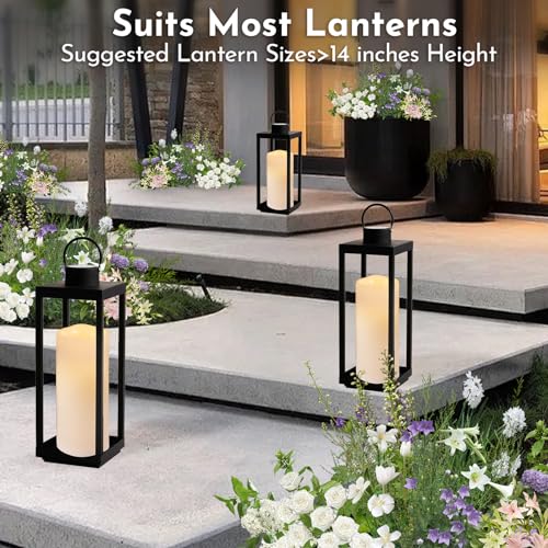 Image of NURADA Large Outdoor Flameless Candles 10 inch x 4 inch - Waterproof LED Pillar Flickering Candle Battery Operated with Timer Remote Control for Patio Porch Lanterns Decor - Long Lasting Set of 2
