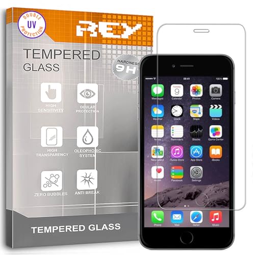 REY Protector de Pantalla para iPhone 4 4S, Cristal con Doble Protección UV, Vidrio Templado Premium 9H+