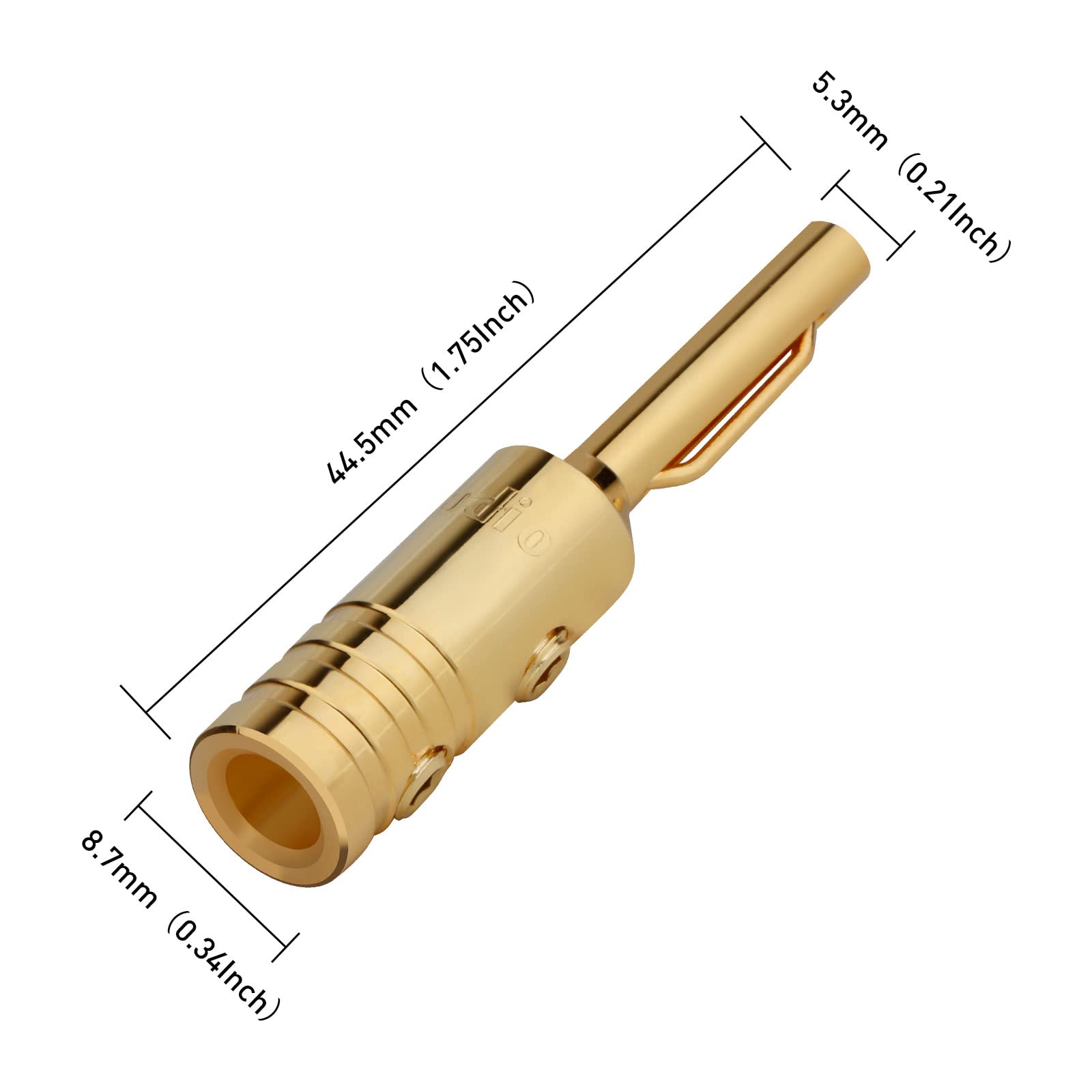 Monosaudio B80G 4 conectores banana de cobre puro con bloqueo de tornillo para altavoz de cable, cine en casa, receptor de AV, amplificadores y sistemas de sonido (chapado en oro)