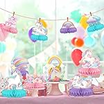 Unicorn Birthday Party Supplies Set - Rainbow Table Decorations with Honeycomb Centerpiece for Unicorn Party Decorations - Image 3