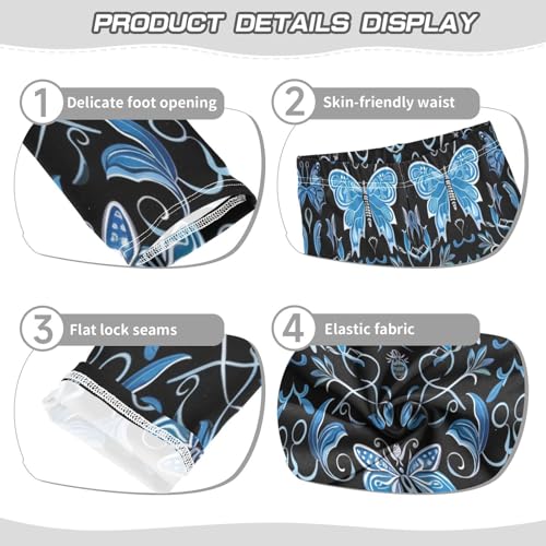 Toddler Girls Leggings Printed Yoga Pants Leggings Blue Black Butterfly for Kids3