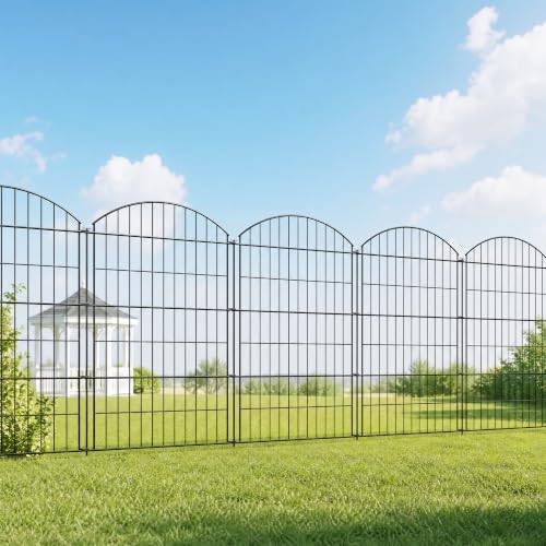 Thealyn Clôture de Jardin en Métal 101 cm H x 71 cm L, 5 Panneaux, 3,5 m Longeur Total, pour Chien et Animaux Domestiques, Clôture de Jardin, Cour,...
