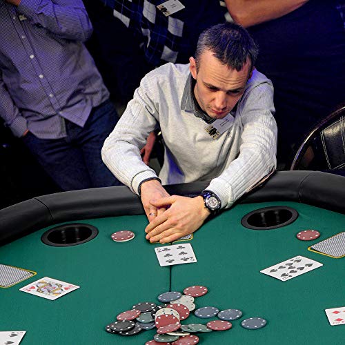 KARMAS PRODUCT Poker Table Folding Texas Holdem Casino Leisure Game Octagonal Table with Cup Holder 8 Player -Green