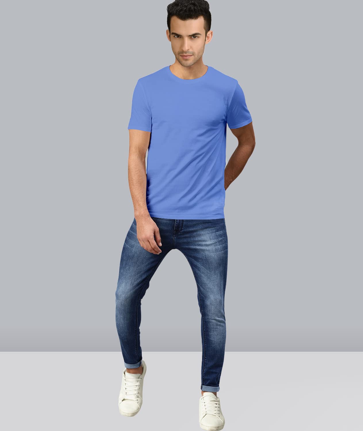 TVP Fashions Premium Plain Men Round Neck Half Sleeves Festive,Offer,Discount,Sale,Limited Edition, Trendy, Trending Tees and Tshirts. (Blue_X-Small) 3