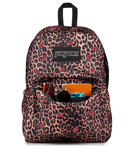 Image of JanSport Superbreak Plus FX Backpack - Work, Travel, or Laptop Bag with Water Bottle Pocket, Superbreak Plus Fx, Leopard Rose Brown /Black /Red /Green