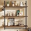 Bestier 3 tier industrial pipe shelving floating book shelves for wall storage hanging shelves with towel bar for bathroom organizer bedroom kitchen plants office 315 inch rustic brown  urban country home decor