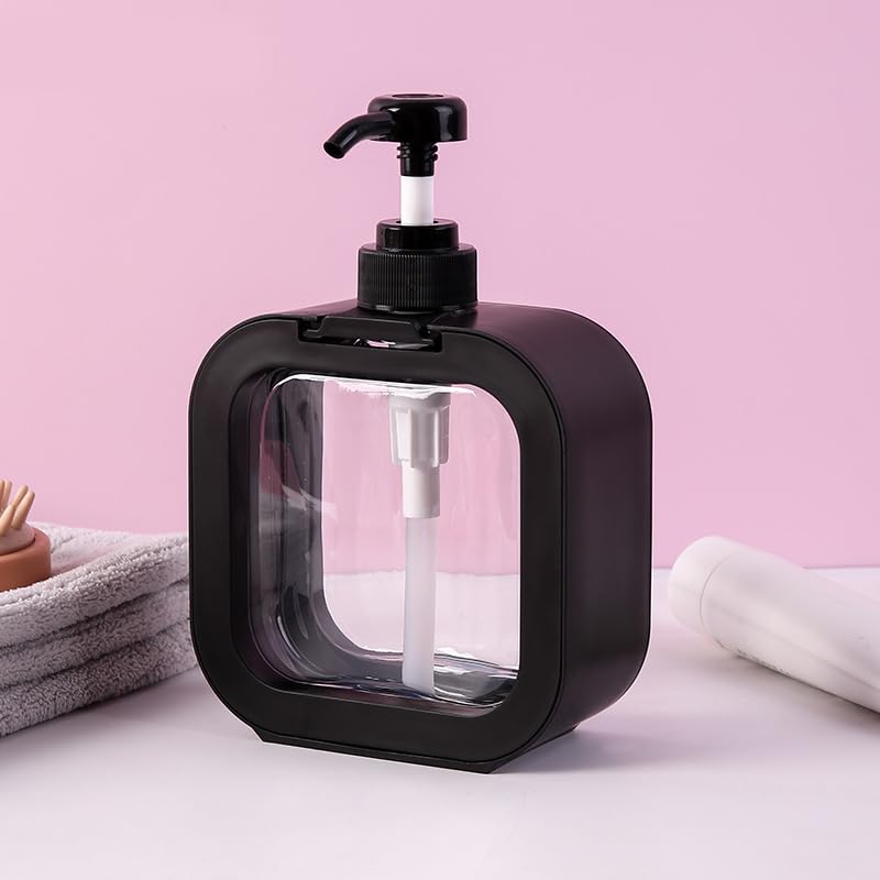 Image of Hand Soap Dispenser for Bathroom, Modern Dish Soap Dispenser for Kitchen Sink, Liquid Soap Container with Pump, Clear Plastic Soap Pump Bottles (2 Packs,17oz, Black)