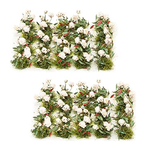 40 Pcs Flower Cluster Flower Vegetation Groups Grass Tufts Miniature Static Scenery Model For Diy Architecture Building Model Railway Train Diorama Garden Scenery Landscape Layout (White) #TOP6