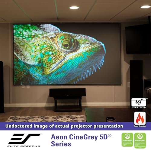 Image of Elite Screens Aeon CineGrey 5D 165 inch Fixed Frame CLR /ALR Projector Screen 16:9, Edge-Free Design, Ceiling & Ambient Light Rejecting, Wall Mounted, Standard Throw Compatible for Home Theater, AR165DHD5