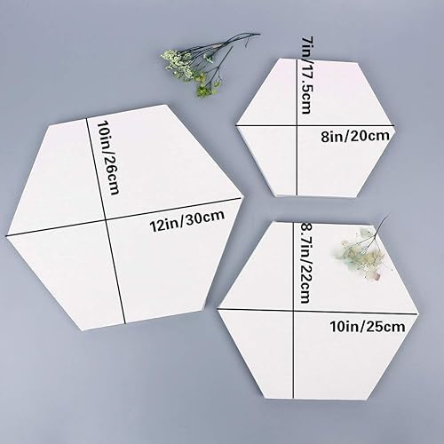 Miniatura 8 de Panel de lienzo de pintura, tablas estiradas hexagonales, 100% algodón imprimado en blanco, juego de 6 (8 pulgadas10 pulgadas 12 pulgadas), para
