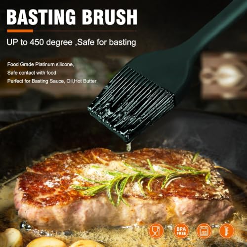 Image of Walfos 600℉ Heat Resistasnt Basting Brush, BPA Free Silicone Pastry Brushes for Cooking, Spread Oil Butter Sauce for Baking Kitchen BBQ Grill, Dishwasher Safe, 2 Size (Large and Samll)