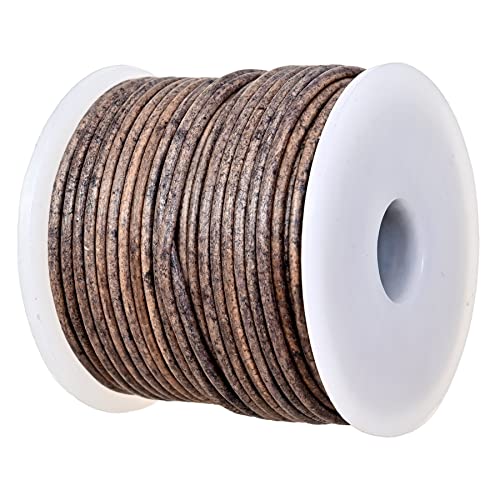 GENIQUE Real/Genuine Round Leather String Cord for Necklace Bracelets, Jewellery, Braiding (1.5mm, Grey Distressed)