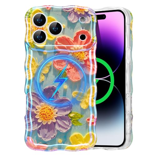 Coque iPhone 17 Pro Max cadeau femme fleur brillante et bord bouclé exquise