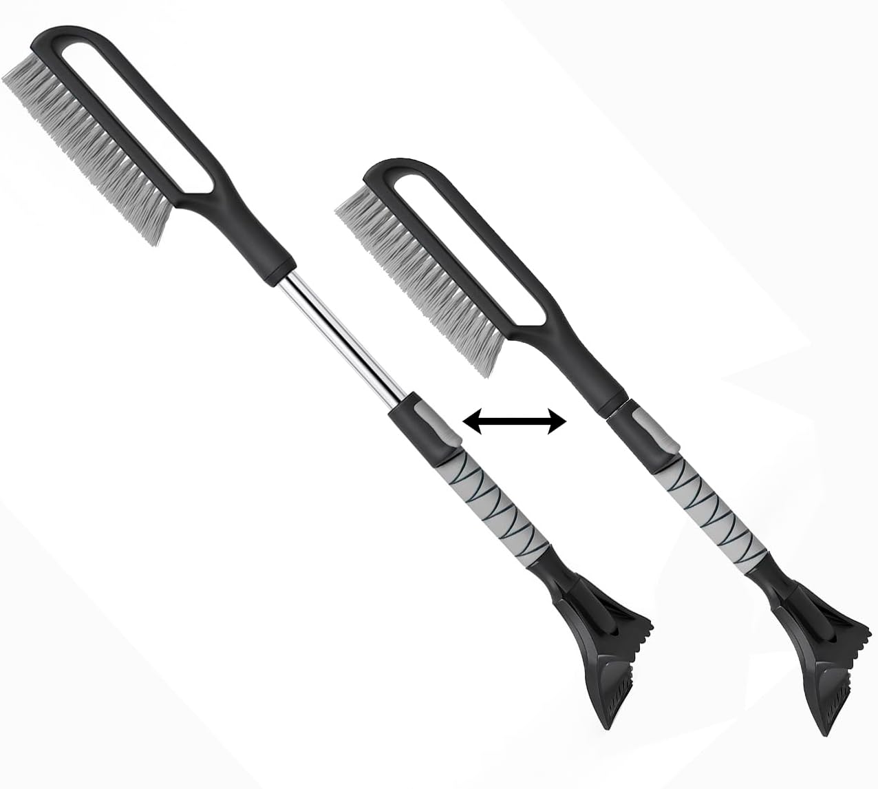 34.5" Snow Brush & Ice Scrapers for Car Windshield with Foam Grip for Cars Extendable, SUV, Trucks - Detachable Сar Scraper - No Scratch - Heavy Duty Handle, Snow Broom, Remover, Easy Scraper, Gray