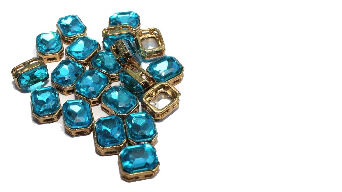 Kundan Stones Glass Beads for Craft, Embroidery and Jewellery Making (Aqua Color 12 Pcs)-image-45