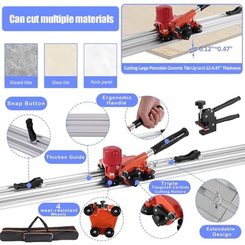 Cortador manual de azulejos, diseño de doble riel resistente para azulejos de cerámica y porcelana de gran formato, herramienta de corte de precisión para taller y uso industrial, 1,8 m