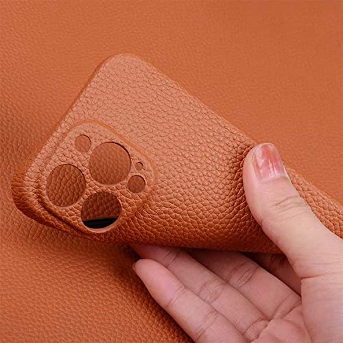 Coque en cuir iPhone 13 Pro Max orange : finissez-en avec les objectifs rayés