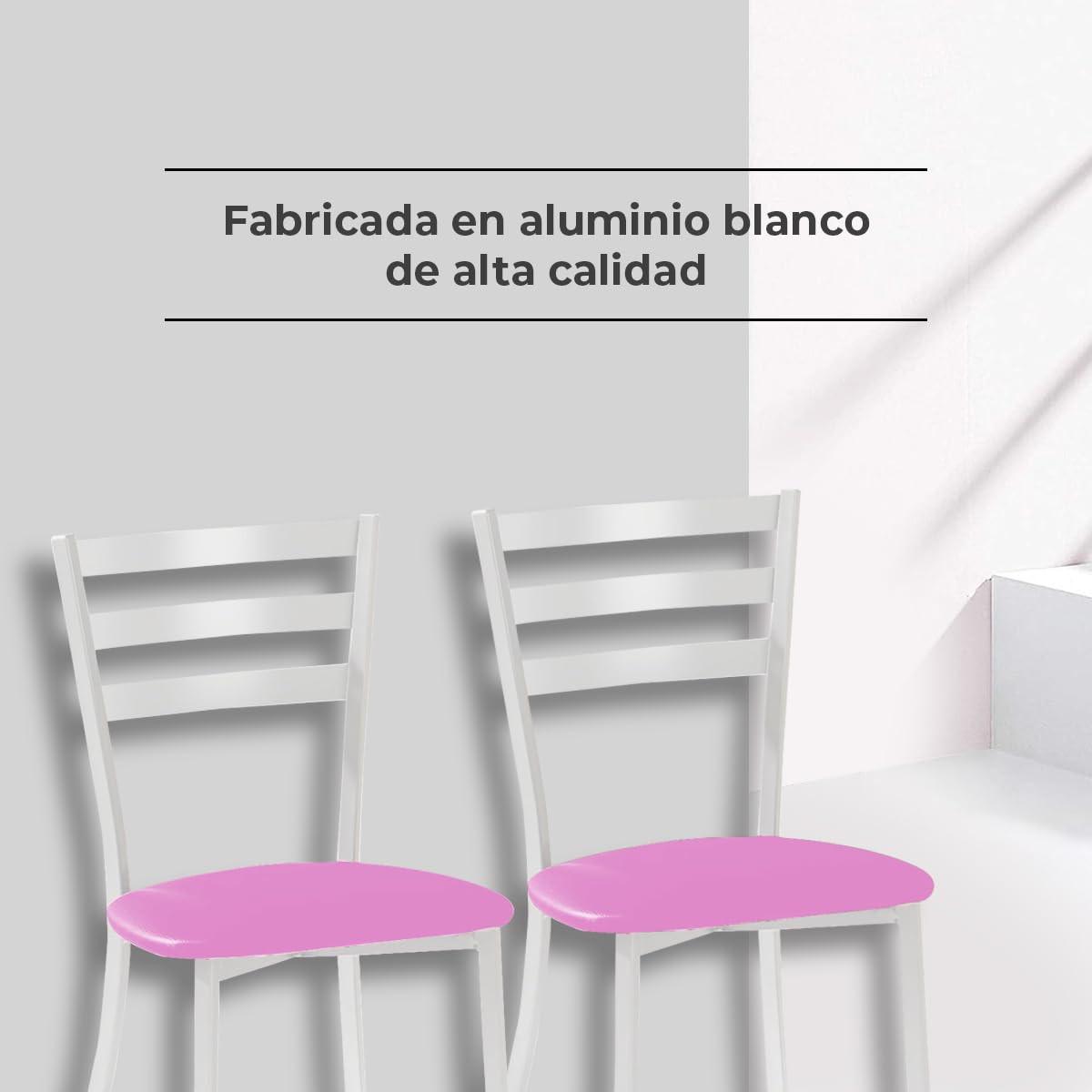 ASTIMESA SCMBLRS Due sedie da Cucina, Metallo Similpelle Alluminio, Rosa, Altura de asiento 45 CMS