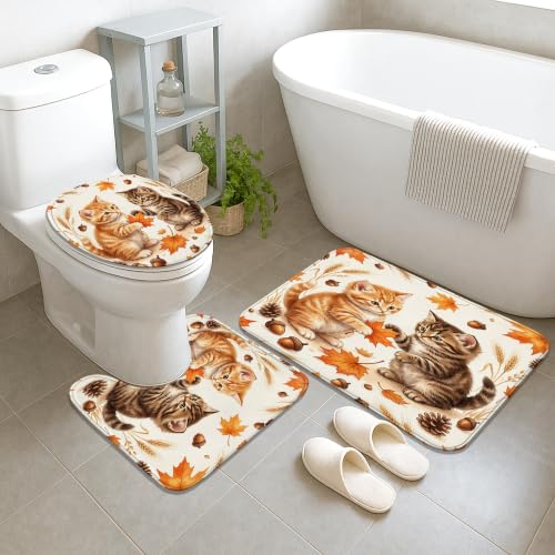 Rideau de douche polyester imperméable orange automne déco baignoire rustique - 4