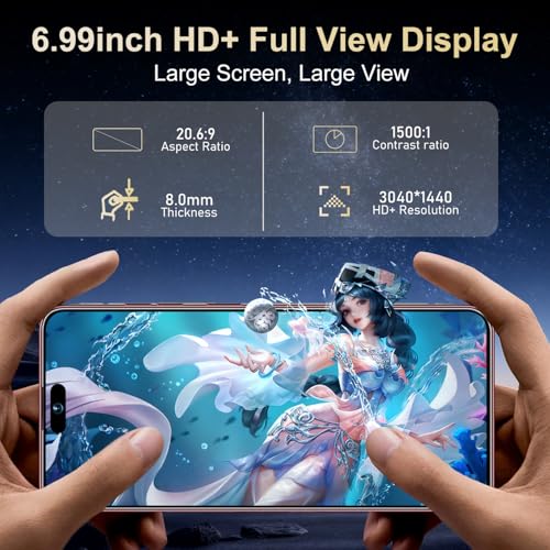 Image of Ecshock 17PM Unlocked Phone | Cell Phone Android 15.0 | 16+512GB Smartphone| 6.99 inch HD Display | Long Battery Life 7000mAh | 68+108MP Zoom Camera| Fingerprint Lock | with Dual SIM (Wine Red)