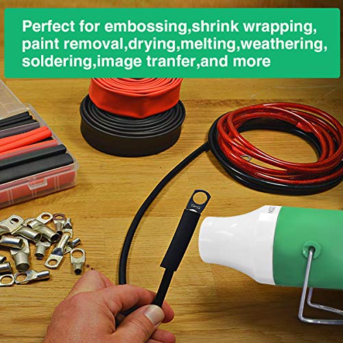Mlife Mini Heat Gun - 300 Watt - Dual-Temperature Heat Tool with 6.5FT Power Cord for DIY Acrylic Resin Cups Tumblers Embossing Shrink Wrapping Paint Drying Crafts Electronics DIY (Light Green)