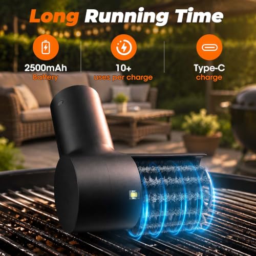 Image of Electric Grill Brush, Cordless BBQ Grill Cleaner with LED Light & Scraper | 3-Speed Adjustable, Quiet 55-75dB, Waterproof with Digital Display for Outdoor Grilling & Courtyard