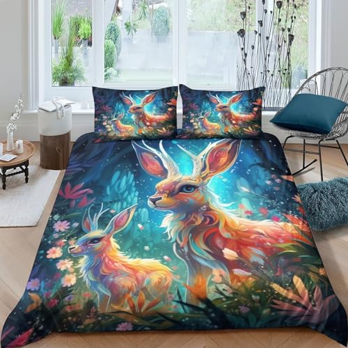 Parure housse de couette imprimé cerf King 220x240 multicolore IOFEER - 2