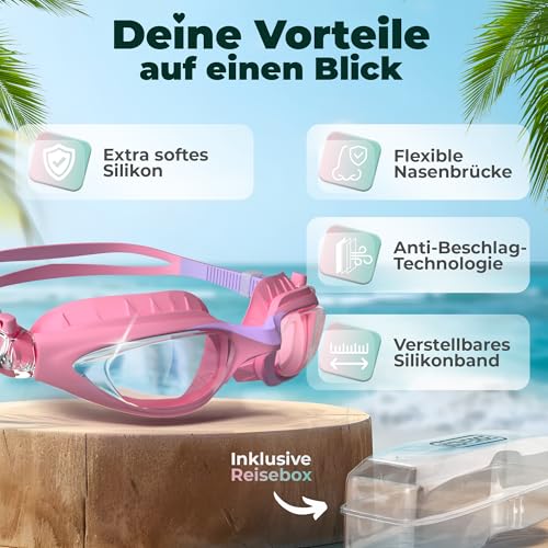 KIDVERSE Schwimmbrille Kinder - Bequeme Taucherbrille Kinder 3 Jahre bis 13 - Geprüfte Kinderschwimmbrille...