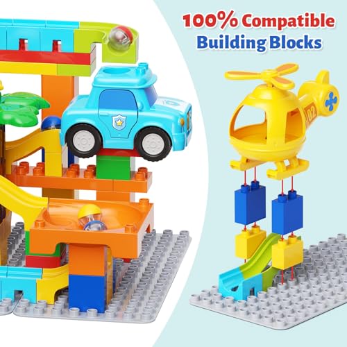 Image of Marble Runs for Kids 4-8,Building Blocks Compatible with Major Brands, Birthday Toys Gifts for Ages 3 4 5+ Boys Girls，Toddler Education Montessori Learning STEM Toys Marble Runway Maze Track Set