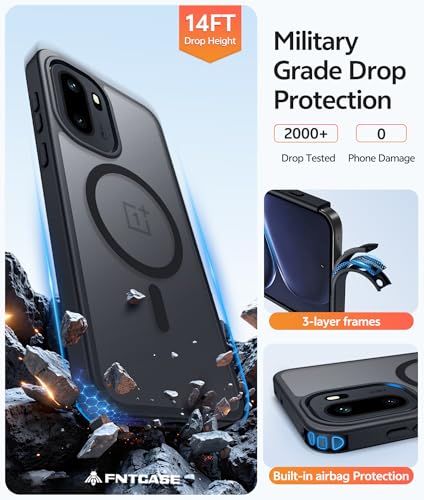 Image of FNTCASE for Oneplus 15R Case: Magnetic Matte Translucent Frosted Slim Shockproof Cell Phone Cover | Durable Screen Protector | Military Grade Protection Drop Proof Protective Cases, 6.83 inches