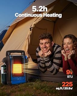 VEVOR Propane Propane Heater, 9000BTU Forced Radiant Space with Stepless Temp Settings & Tip-over Protection, Portable Garage/Shop Heater for Sports, Boating, RVs,Indoor/Outdoor