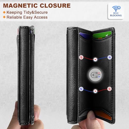 KEMISANT Men Wallet Slim Leather Wallet Card Holders for 15 Cards RFID Blocking4