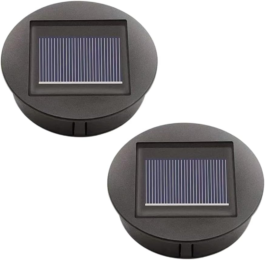 Set of 2 Solar Lights Replacement Top with LED Bulbs Solar Panel Lantern Lid Lights Replacement Top Light Bulb Replacement Part for Outdoor Hanging Lanterns DIY for LED Solar Lights Garden Decor