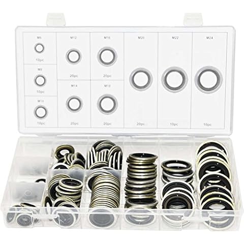 Swordfish 32241 Automotive Self-Centered Bonded Seal/Gasket Assortment, 150 Piece, [10 Sizes], M6~M24 Cover