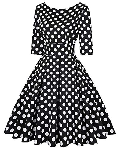 Image of MINTLIMIT Women's 1950s Retro Vintage Cocktail Party 3 /4 Sleeve Swing Dress