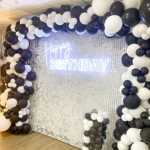 Image of COKAOBE Matte White Sequin Wall Backdrop, 36PCS Square Sequin Shimmer Backdrop Panel, Photo Backdrops for Birthday, Anniversary, Wedding, Graduation & Bachelorette Party Decoration