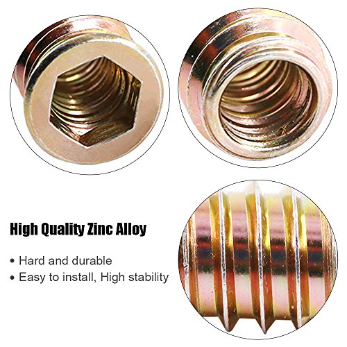 Glarks GLLAKLJN-95 95Pcs Zinc Alloy Hex Flanged Screw-In Nut Hex Socket Drive Threaded Insert Nuts Assortment Set thumb #2