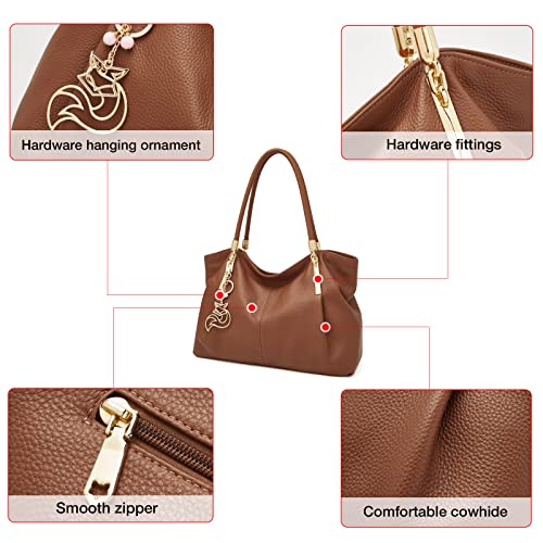 Image of FOXLOVER Soft Genuine Leather Medium Purses for Women Tote Bag Handbags with Top-handles Shoulder Satchel Purse