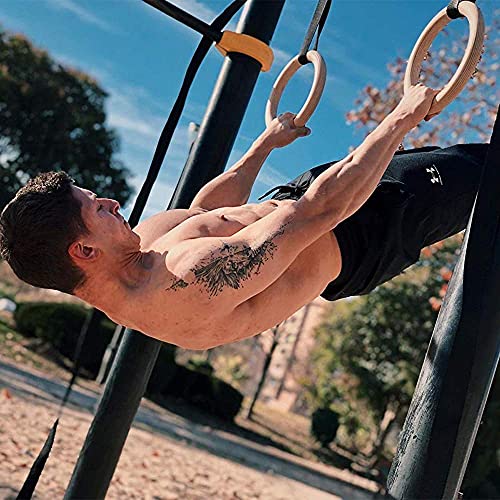 Wooden Gymnastic Rings 1.1"/28Mm,5Billion Olympic Rings With Adjustable Cam Buckle Straps 15Ft,Wood Gym Rings For Home Gym Full Body Workout,1500Lbs Supported #TOP4