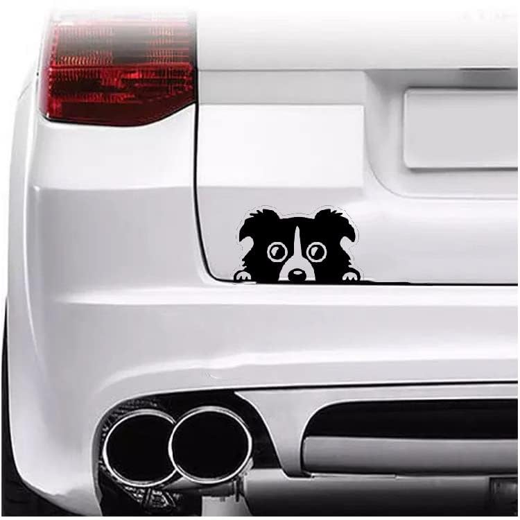 Image of Peeking Dog Decal, Vinyl Face Sticker for Car Window, Black and White Adhesive Pet Decal, 1 PC