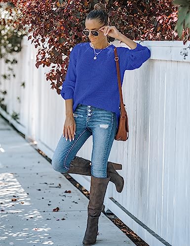 Image of MEROKEETY Women's Winter Fall Long Sleeve Tunic Sweaters 2026 Casual Trendy Crew Neck Waffle Knit Pullover Tops Jumper