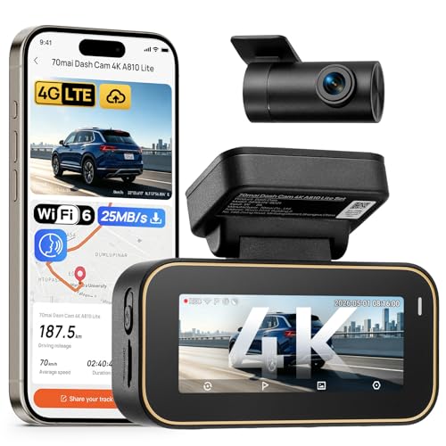 70mai A810 Lite Dashcam Vorne Hinten, 4K Dashcam Auto HDR - Keine SD-Karte – Ansicht 1
