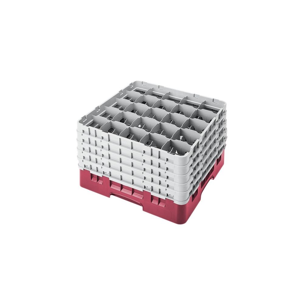 Cambro Camrack 25 Comp Full Size Glass Rack w/ 5 Extenders, Cranberry - Case = 2