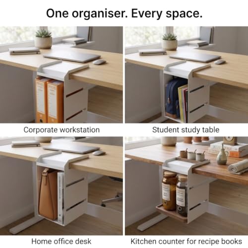 Image of Metal File /Documents /Magazine Rack | Office /WorkSpace Organizers | Multipurpose Table Storage Holder | Stationery Supplies Compartment Shelf | Desk Organizers | White
