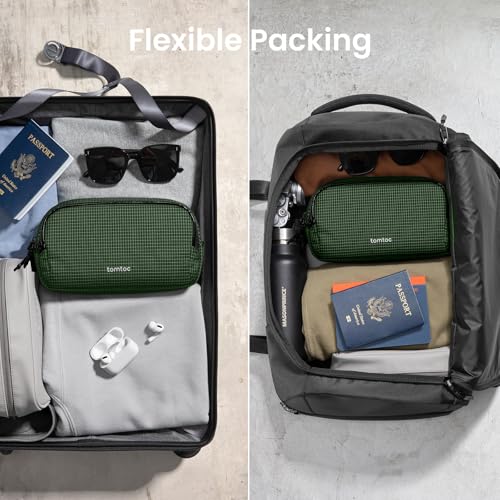 Image of tomtoc Electronic Organizer Travel Case Performance, Water Resistant Dual Compartment Cable Organization Storage Bag for Charger, Cord, Phone, Hard Drive, Power Bank, Accessories Travel Essentials