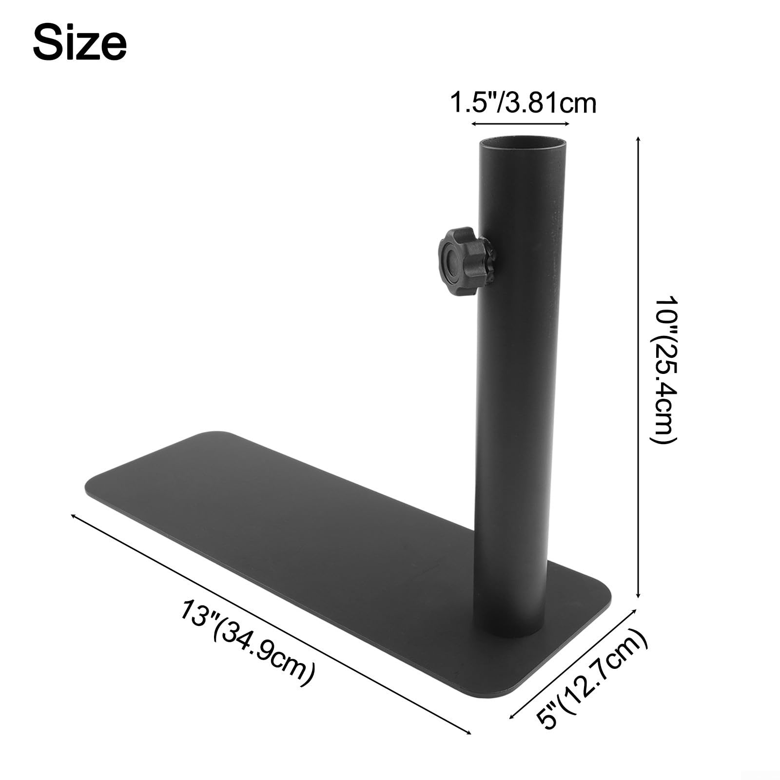 Support de pneu portable robuste en acier pour mât de drapeau jusqu'à 3,8 cm de diamètre, design amovible pour camping, tailgating et événements sportifs, noir