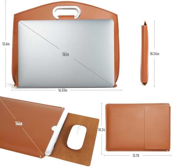 2PCS Laptop Bag for Women, Waterproof Leather 14-16In for Laptops and iPad Cases, Work Tote Bag Briefcase for Women - Image 3